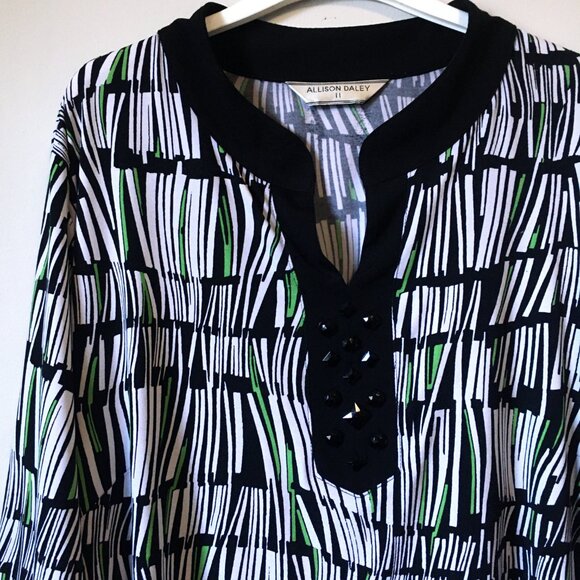 Surreal Warped Book Shelf Black Rhinestone Tunic Blouse - Picture 3 of 16